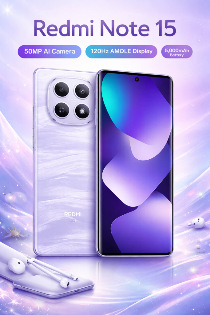 Redmi Note 15 5G 108MP camera AMOLED display official design