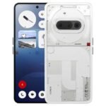 Nothing Phone 3a White edition showing transparent back design and Glyph Interface lighting