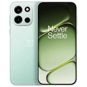 Official OnePlus Nord 6 in Fresh Mint color showing the back camera design and front display.