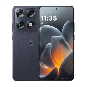 Motorola Signature smartphone in black color option showing the sleek back panel design and camera module.