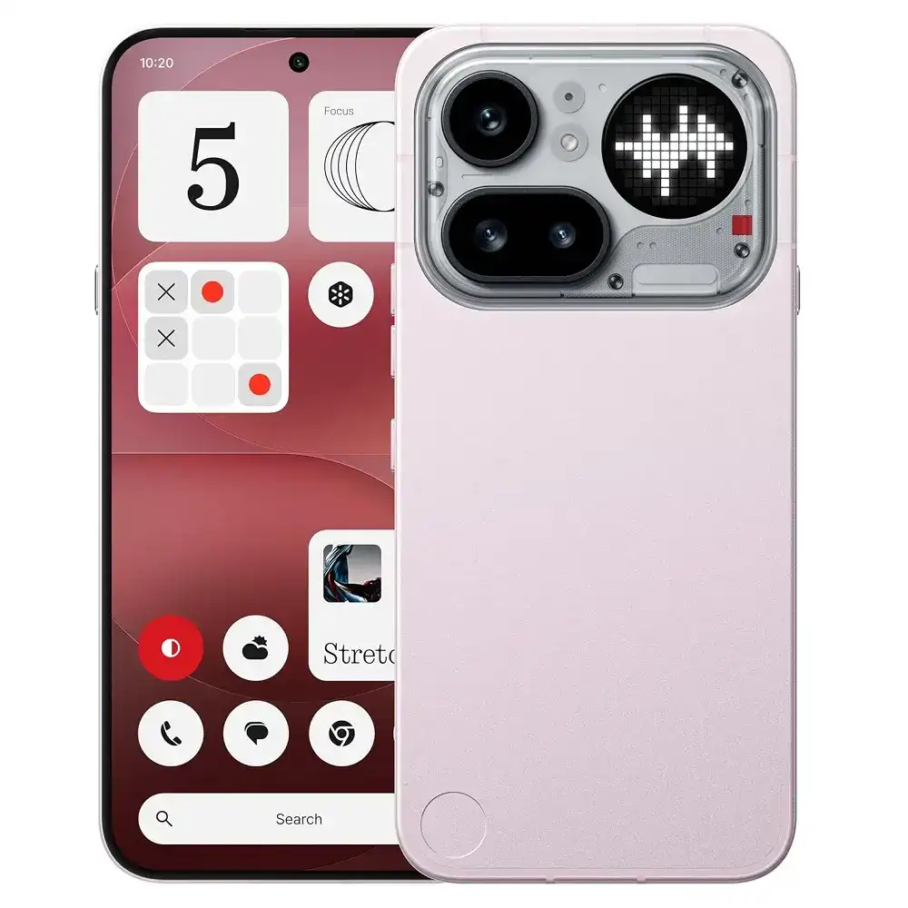 Nothing Phone 4a Pro pink color back and front design with glyph lights