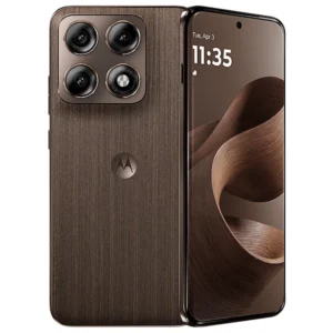 Motorola Edge 70 Pro+ Chicory Coffee color with 6.7-inch AMOLED display, triple rear camera, 6500mAh battery, and premium flagship design
