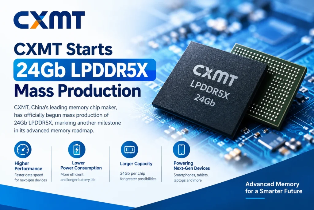 CXMT Starts 24Gb LPDDR5X Mass Production memory chip announcement banner