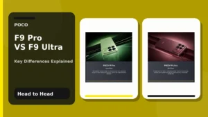 POCO F9 Pro and POCO F9 Ultra shown side by side for a specifications comparison
