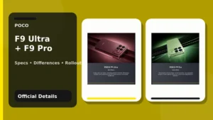 POCO F9 Ultra and POCO F9 Pro official phones in a POCO F9 series features graphic