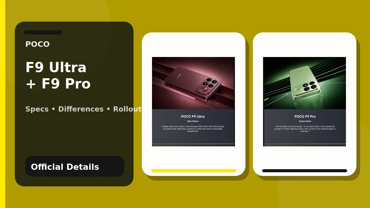 POCO F9 Ultra and POCO F9 Pro official phones in a POCO F9 series features graphic
