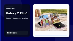 Samsung Galaxy Z Flip8 shown in Flex Mode for camera features