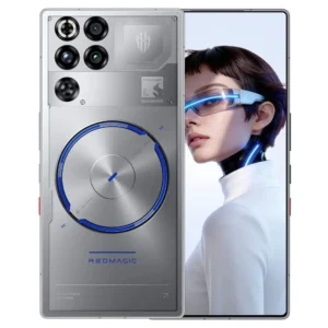 ZTE Nubia RedMagic 11S Pro Subzero Edition gaming smartphone in transparent silver featuring custom active cooling and futuristic back panel design.